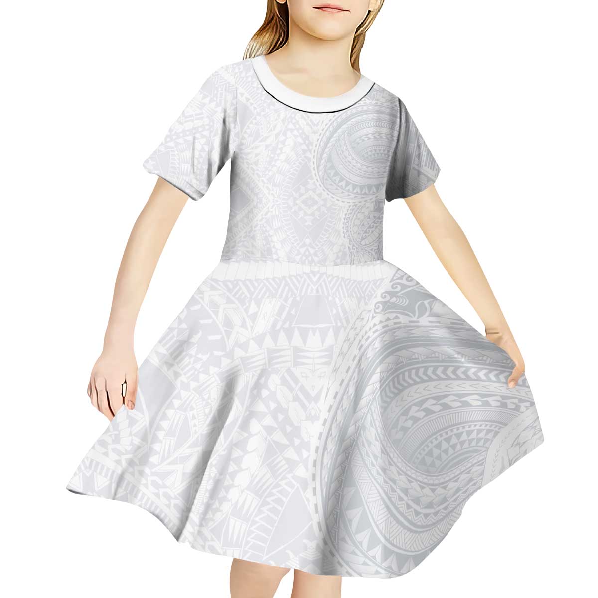 Lotu Tamaiti Kid Short Sleeve Dress Traditional Samoan Art Tattoos - Polynesian Pride
