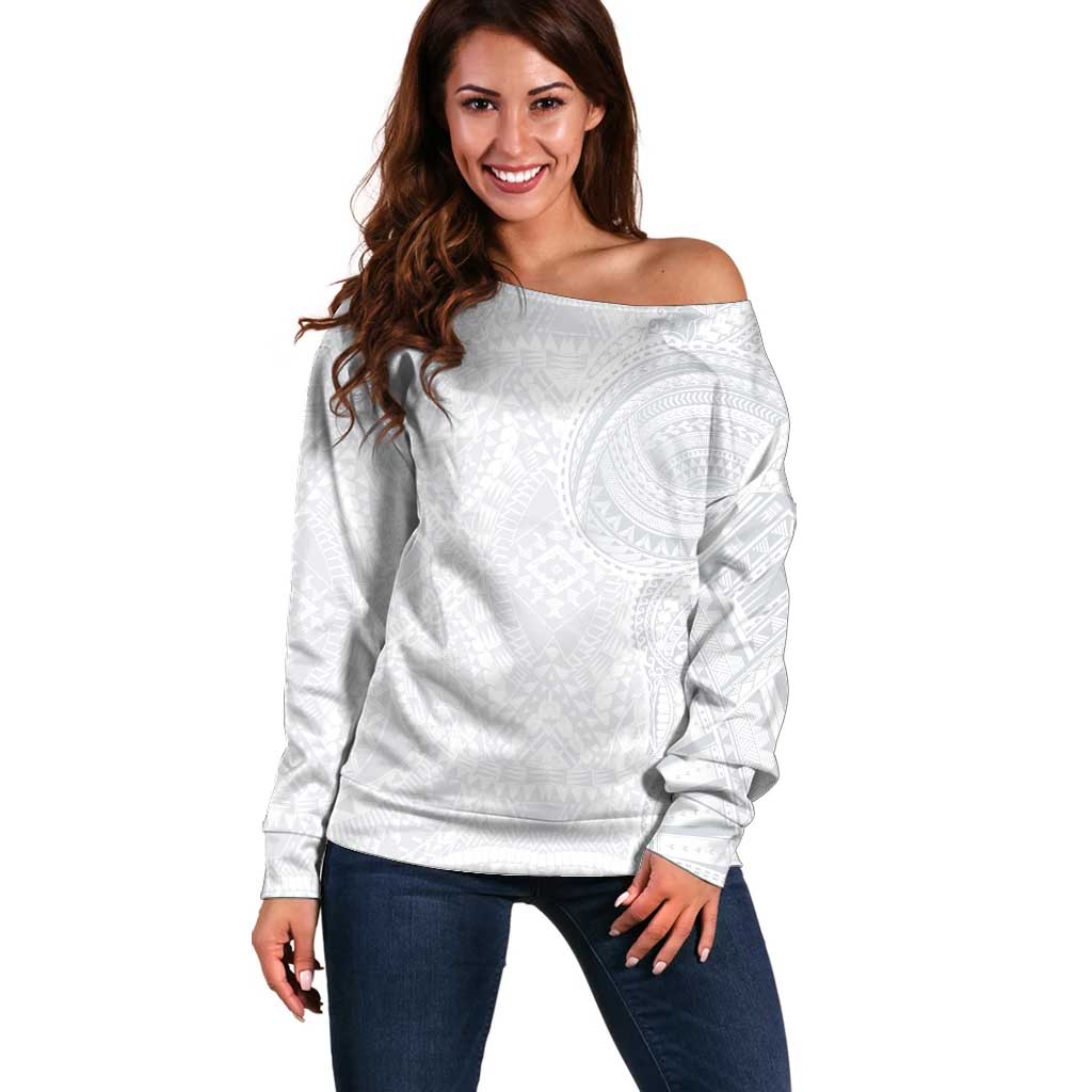Lotu Tamaiti Off Shoulder Sweater Traditional Samoan Art Tattoos - Polynesian Pride