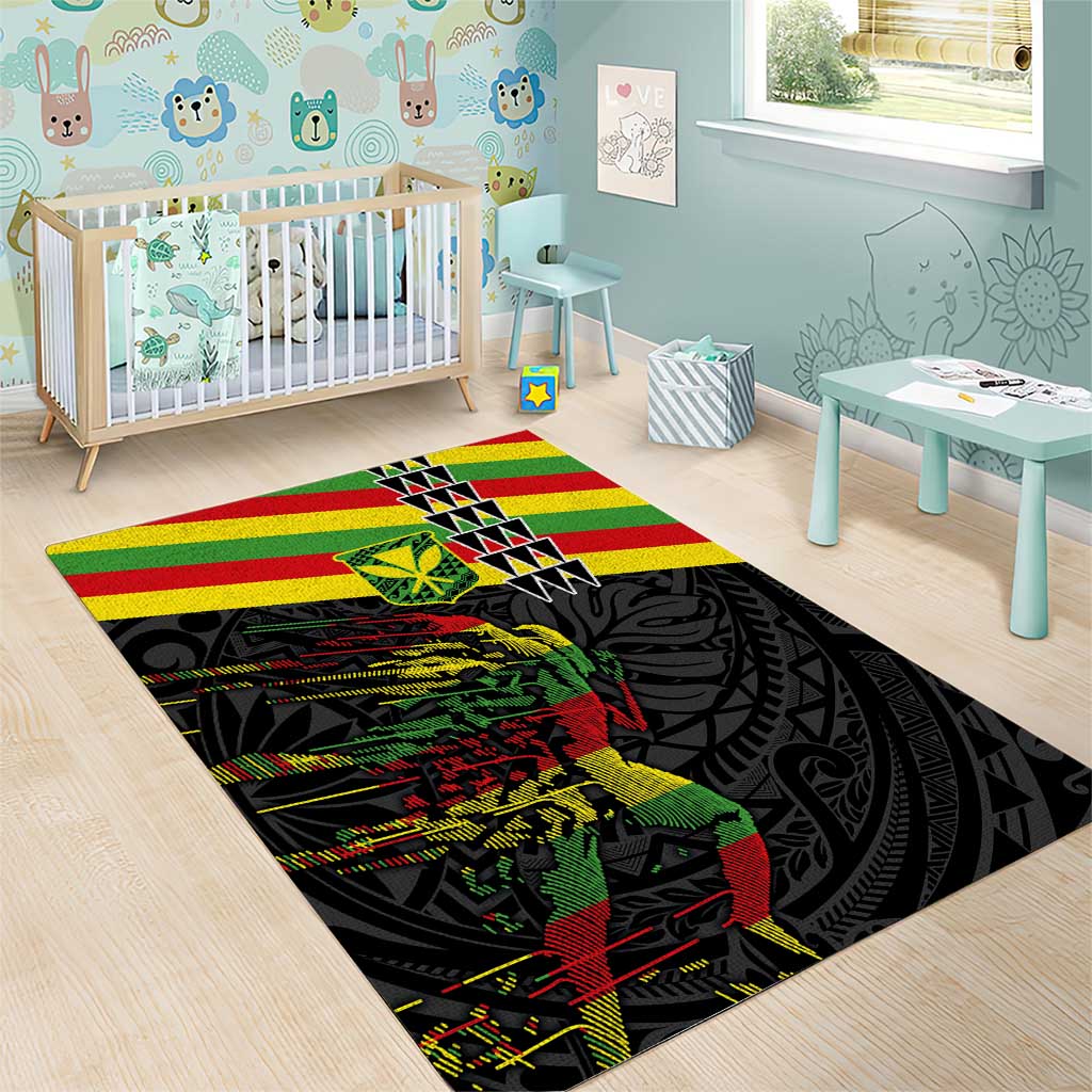 Kanaka Maoli Running Area Rug Kakau Pattern with Kanaka Maoli Flag Color