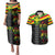 Kanaka Maoli Running Couples Matching Puletasi and Hawaiian Shirt Kakau Pattern with Kanaka Maoli Flag Color