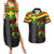 Kanaka Maoli Running Couples Matching Summer Maxi Dress and Hawaiian Shirt Kakau Pattern with Kanaka Maoli Flag Color