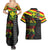 Kanaka Maoli Running Couples Matching Summer Maxi Dress and Hawaiian Shirt Kakau Pattern with Kanaka Maoli Flag Color