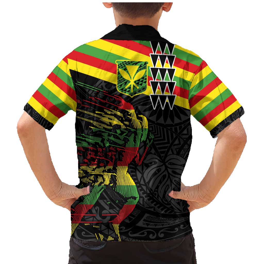 Kanaka Maoli Running Family Matching Mermaid Dress and Hawaiian Shirt Kakau Pattern with Kanaka Maoli Flag Color