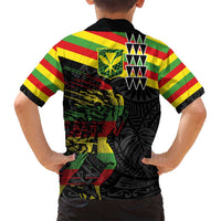 Kanaka Maoli Running Family Matching Summer Maxi Dress and Hawaiian Shirt Kakau Pattern with Kanaka Maoli Flag Color