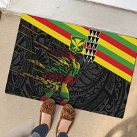 Kanaka Maoli Running Rubber Doormat Kakau Pattern with Kanaka Maoli Flag Color