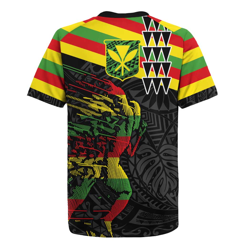 Kanaka Maoli Running Rugby Jersey Kakau Pattern with Kanaka Maoli Flag Color