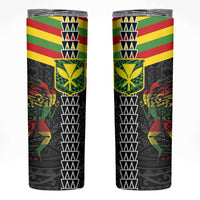 Kanaka Maoli Running Skinny Tumbler Kakau Pattern with Kanaka Maoli Flag Color