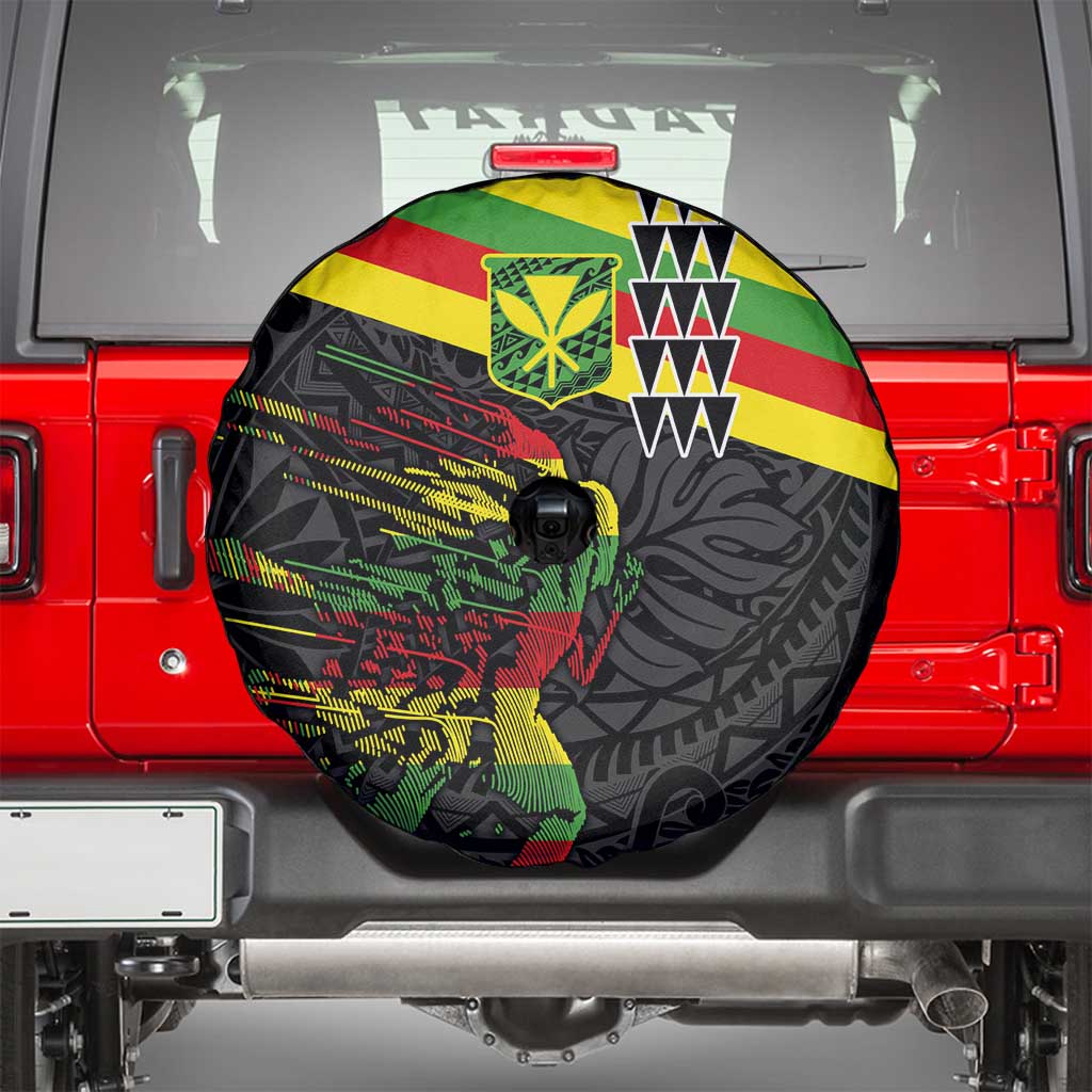 Kanaka Maoli Running Spare Tire Cover Kakau Pattern with Kanaka Maoli Flag Color
