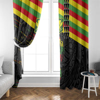 Kanaka Maoli Running Window Curtain Kakau Pattern with Kanaka Maoli Flag Color