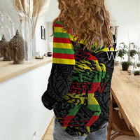 Kanaka Maoli Running Women Casual Shirt Kakau Pattern with Kanaka Maoli Flag Color