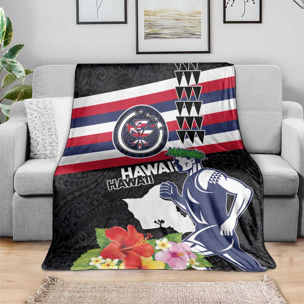 Honolulu Running Race Blanket Hawaii Marathon Kakau Art with Hibiscus and National Flag Style LT03 - Polynesian Pride