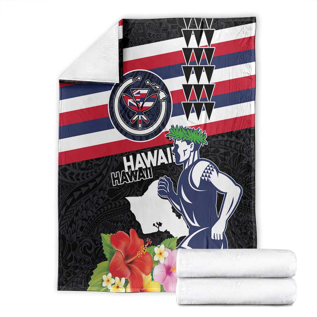 Honolulu Running Race Blanket Hawaii Marathon Kakau Art with Hibiscus and National Flag Style LT03 - Polynesian Pride