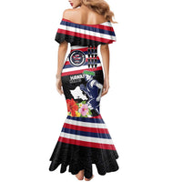 Honolulu Running Race Family Matching Mermaid Dress and Hawaiian Shirt Hawaii Marathon Kakau Art with Hibiscus and National Flag Style LT03 - Polynesian Pride