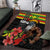Kanaka Maoli Ikaika Warrior Area Rug Hibiscus Kakau Art and Tapa Tribal Pattern