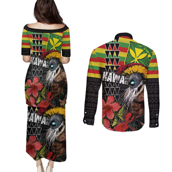 (Custom Personalised) Hawaii Monk Seal Puletasi Dress Kakau With Kanaka Red LT14 main image 0