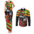 Kanaka Maoli Ikaika Warrior Couples Matching Tank Maxi Dress and Long Sleeve Button Shirt Hibiscus Kakau Art and Tapa Tribal Pattern