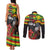 Kanaka Maoli Ikaika Warrior Couples Matching Tank Maxi Dress and Long Sleeve Button Shirt Hibiscus Kakau Art and Tapa Tribal Pattern