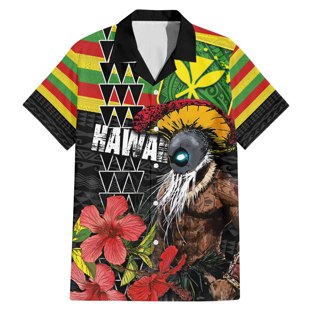 Kanaka Maoli Ikaika Warrior Family Matching Mermaid Dress and Hawaiian Shirt Hibiscus Kakau Art and Tapa Tribal Pattern