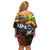 Kanaka Maoli Ikaika Warrior Family Matching Off Shoulder Short Dress and Hawaiian Shirt Hibiscus Kakau Art and Tapa Tribal Pattern