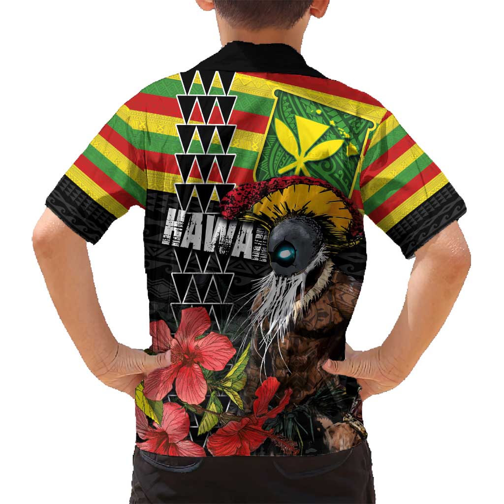 Kanaka Maoli Ikaika Warrior Family Matching Summer Maxi Dress and Hawaiian Shirt Hibiscus Kakau Art and Tapa Tribal Pattern
