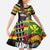 Kanaka Maoli Ikaika Warrior Kid Short Sleeve Dress Hibiscus Kakau Art and Tapa Tribal Pattern