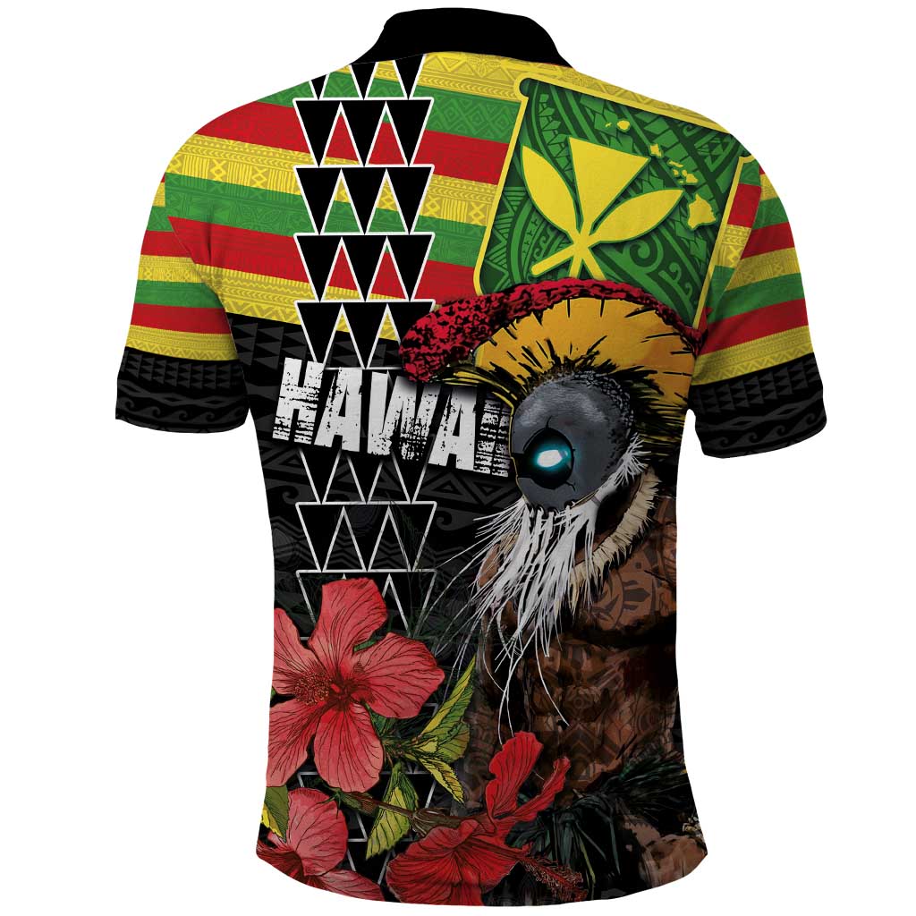 Kanaka Maoli Ikaika Warrior Polo Shirt Hibiscus Kakau Art and Tapa Tribal Pattern LT03 - Polynesian Pride