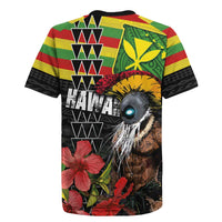 Kanaka Maoli Ikaika Warrior Rugby Jersey Hibiscus Kakau Art and Tapa Tribal Pattern
