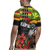 Kanaka Maoli Ikaika Warrior Rugby Jersey Hibiscus Kakau Art and Tapa Tribal Pattern