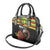 Kanaka Maoli Ikaika Warrior Shoulder Handbag Hibiscus Kakau Art and Tapa Tribal Pattern
