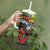 Kanaka Maoli Ikaika Warrior Tumbler With Handle Hibiscus Kakau Art and Tapa Tribal Pattern