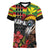Kanaka Maoli Ikaika Warrior Women V-Neck T-Shirt Hibiscus Kakau Art and Tapa Tribal Pattern
