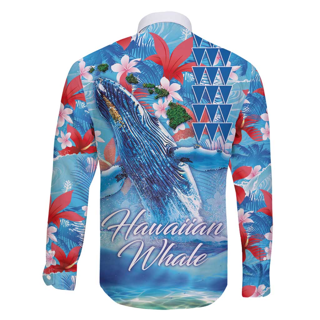Hawaiian Waves Whale Family Matching Mermaid Dress and Hawaiian Shirt Kakau Art and Tropical Red Hibiscus Flowers LT03 - Polynesian Pride