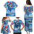 Hawaiian Waves Whale Family Matching Puletasi and Hawaiian Shirt Kakau Art and Tropical Red Hibiscus Flowers