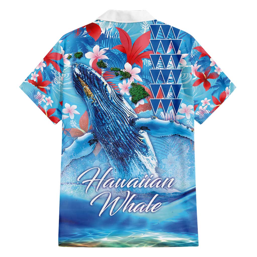 Hawaiian Waves Whale Family Matching Summer Maxi Dress and Hawaiian Shirt Kakau Art and Tropical Red Hibiscus Flowers LT03 - Polynesian Pride