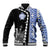 Fiji Queen Victoria School Baseball Jacket Tapa and Polynesian Tribal Pattern Half Style LT03 Unisex Black - Polynesian Pride