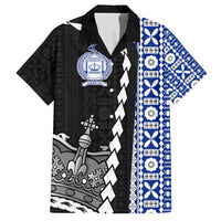 Fiji Queen Victoria School Family Matching Tank Maxi Dress and Hawaiian Shirt Tapa and Polynesian Tribal Pattern Half Style LT03 Dad's Shirt - Short Sleeve Black - Polynesian Pride