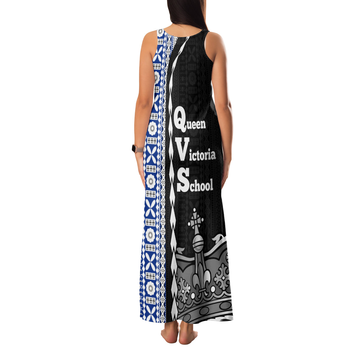 Fiji Queen Victoria School Family Matching Tank Maxi Dress and Hawaiian Shirt Tapa and Polynesian Tribal Pattern Half Style LT03 - Polynesian Pride