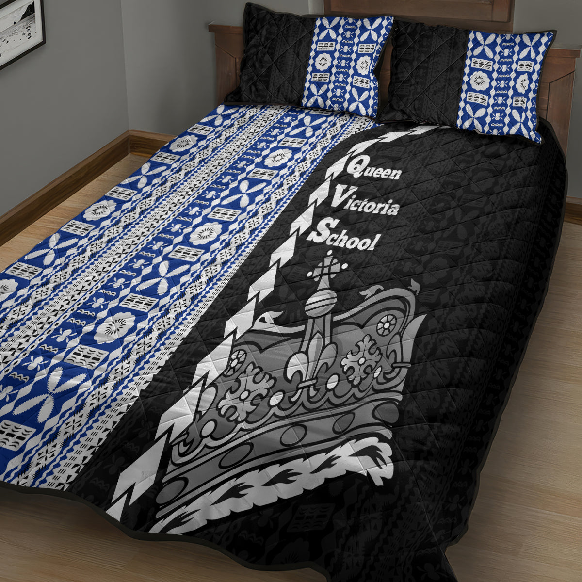 Fiji Queen Victoria School Quilt Bed Set Tapa and Polynesian Tribal Pattern Half Style LT03 - Polynesian Pride