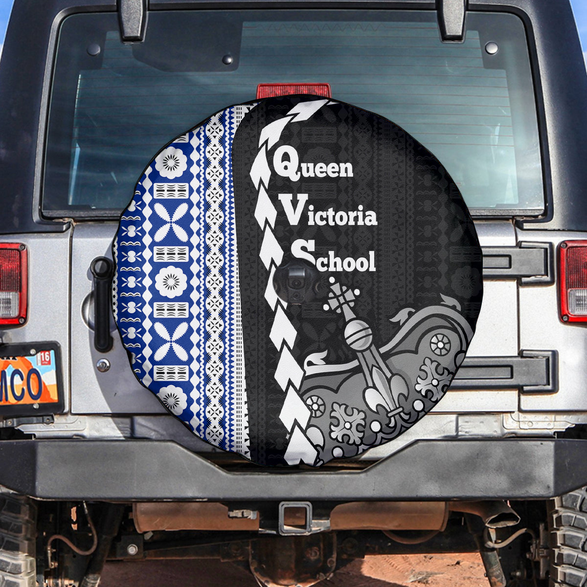 Fiji Queen Victoria School Spare Tire Cover Tapa and Polynesian Tribal Pattern Half Style LT03 - Polynesian Pride