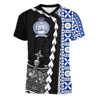 Fiji Queen Victoria School Women V Neck T Shirt Tapa and Polynesian Tribal Pattern Half Style LT03 Female Black - Polynesian Pride