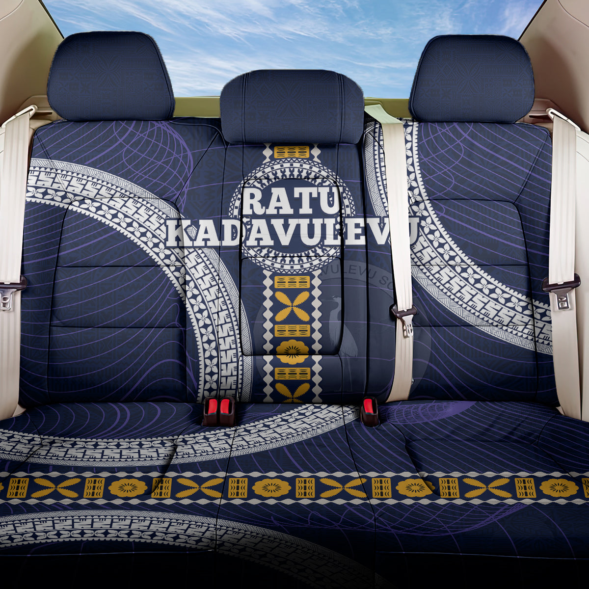 Fiji Ratu Kadavulevu School Back Car Seat Cover Tapa and Polynesian Tribal Pattern LT03