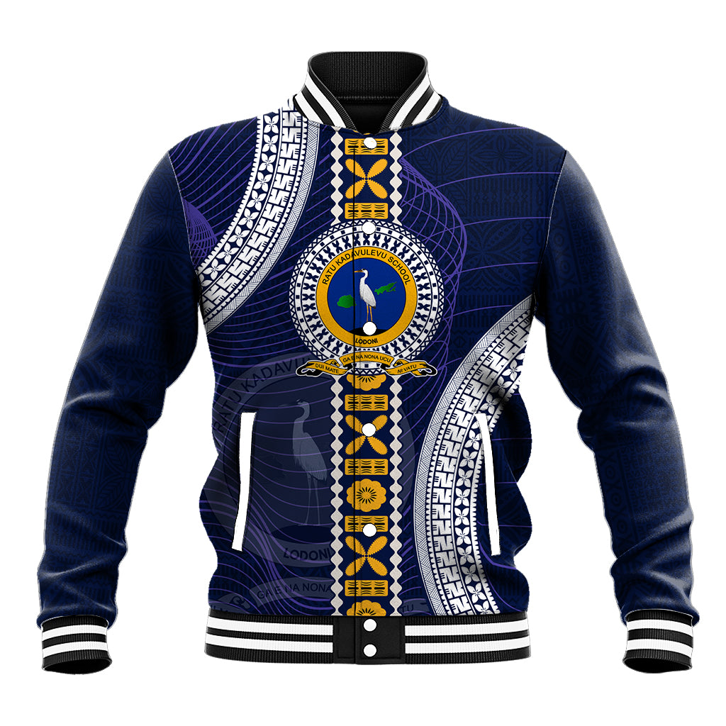 Fiji Ratu Kadavulevu School Baseball Jacket Tapa and Polynesian Tribal Pattern LT03 Unisex Blue - Polynesian Pride