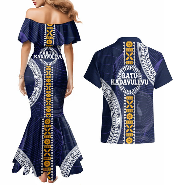 Custom Fiji School Couples Matching Long Sleeve Bodycon Dress and Hawaiian Shirt Ratu Kadavulevu Heron With Fijian Tapa LT14 main image 1