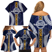 Fiji Ratu Kadavulevu School Family Matching Off Shoulder Short Dress and Hawaiian Shirt Tapa and Polynesian Tribal Pattern LT03 - Polynesian Pride