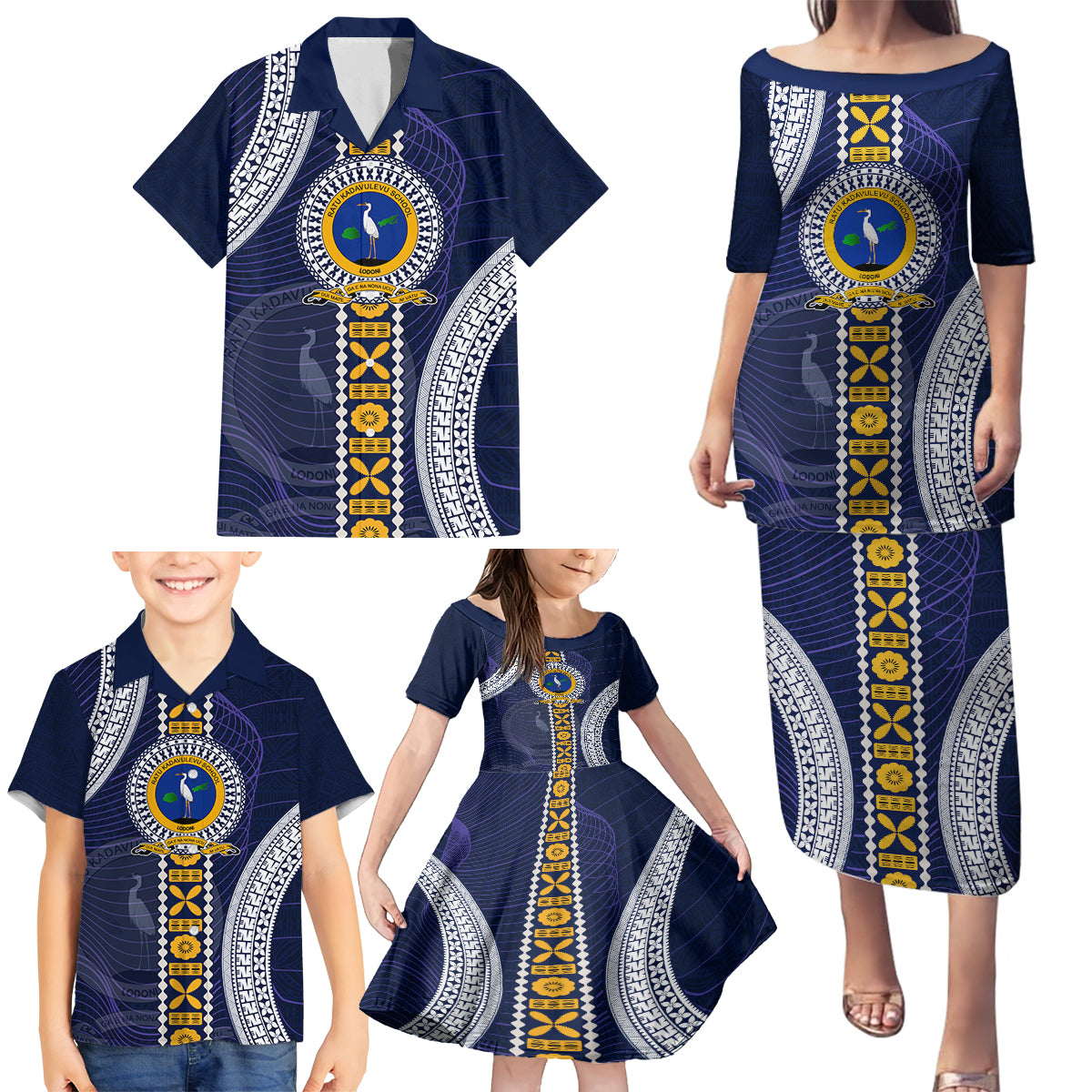 Fiji Ratu Kadavulevu School Family Matching Puletasi Dress and Hawaiian Shirt Tapa and Polynesian Tribal Pattern LT03 - Polynesian Pride