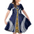 Fiji Ratu Kadavulevu School Family Matching Tank Maxi Dress and Hawaiian Shirt Tapa and Polynesian Tribal Pattern LT03 Daughter's Dress Blue - Polynesian Pride
