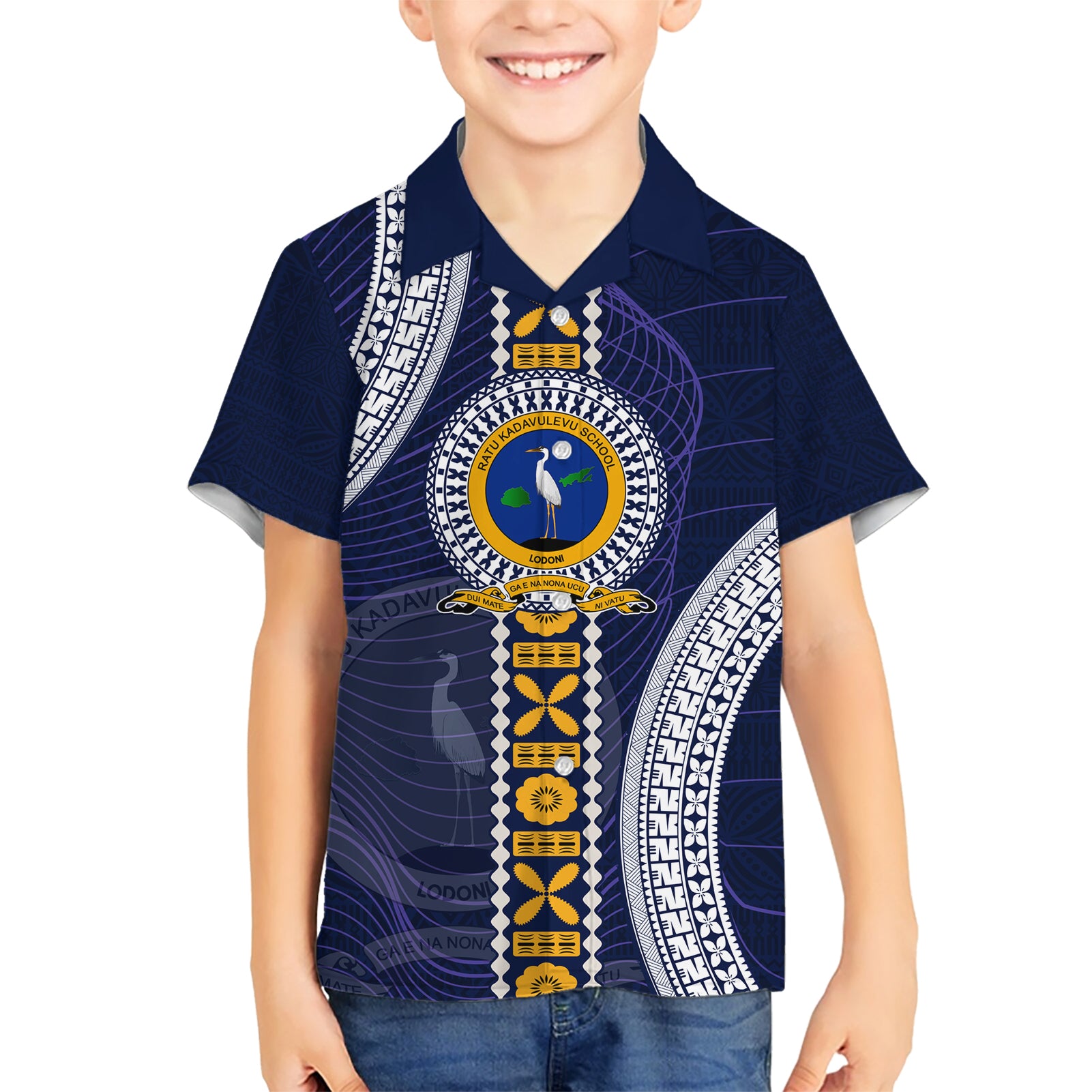 Fiji Ratu Kadavulevu School Kid Hawaiian Shirt Tapa and Polynesian Tribal Pattern LT03 Kid Blue - Polynesian Pride