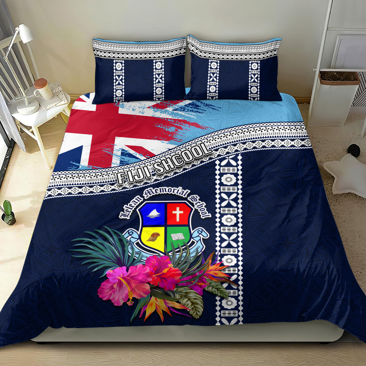 Fiji Lelean Memorial School Bedding Set Tapa and Polynesian Tribal Pattern LT03 - Polynesian Pride