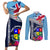 Fiji Lelean Memorial School Couples Matching Short Sleeve Bodycon Dress and Long Sleeve Button Shirt Tapa and Polynesian Tribal Pattern LT03 Blue - Polynesian Pride