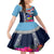 Fiji Lelean Memorial School Kid Short Sleeve Dress Tapa and Polynesian Tribal Pattern LT03 KID Blue - Polynesian Pride